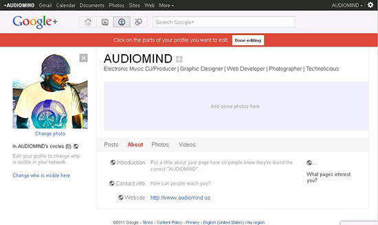 Google+ Edit Page Profile